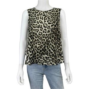 rag & bone 100% Silk Brown Leopard Print Top Size M A0020